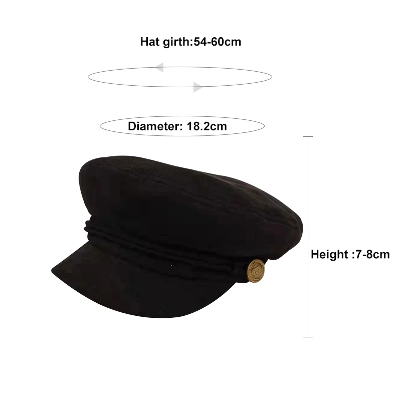 Лидер продаж осенняя Модная женская кепка в британском стиле теплая черная Ретро