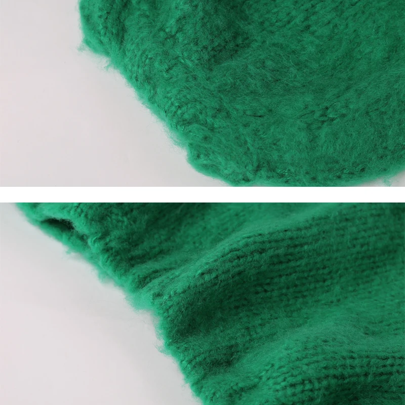 

Green Lantern sleeve Women knit Sweater 2019 Autumn O-neck Oversized pullover tops Fashion Female Mohair Jumper New YNZZU YT714
