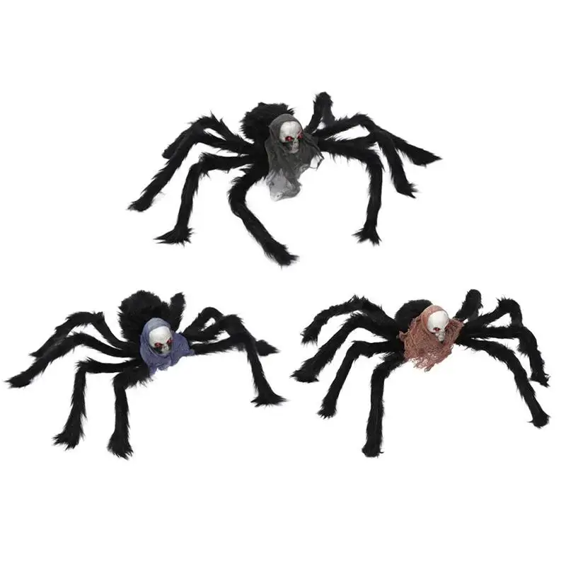 

Хэллоуин паук Скелет голова паук плюшевая игрушка для маскарада Хэллоуина Пасха черный паук украшение для вечерние НКИ на Хэллоуин