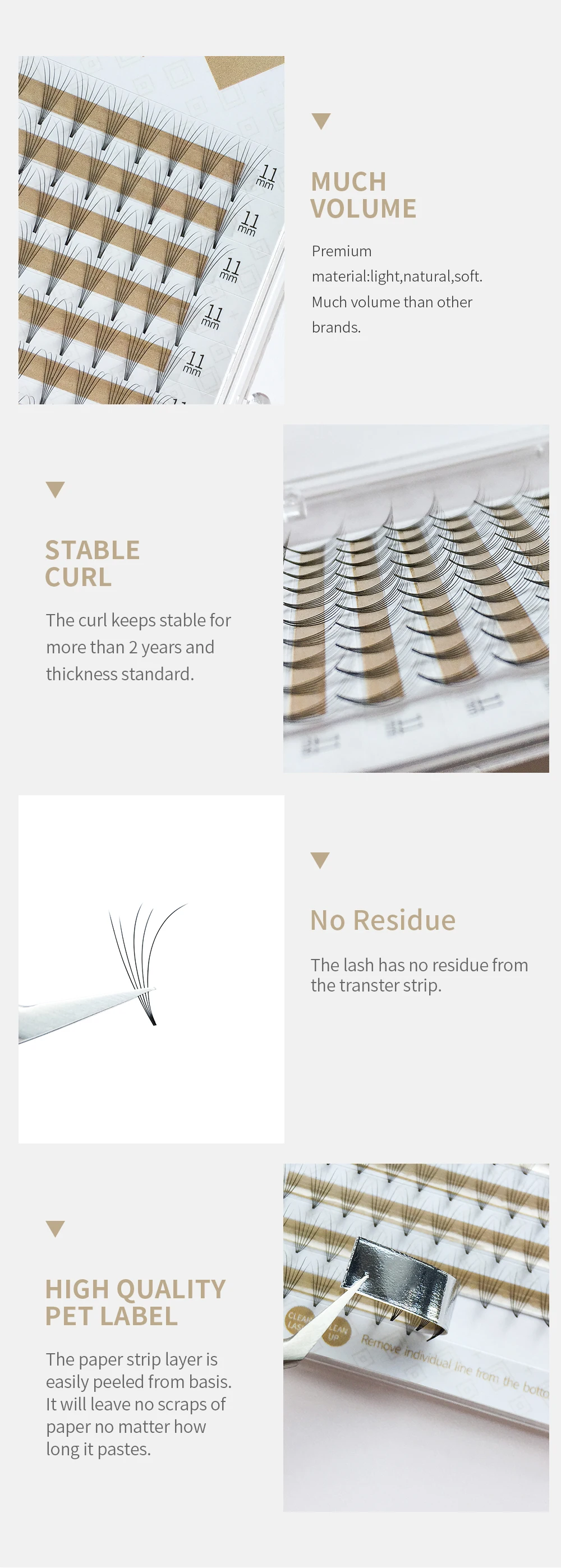 Description Picture 6 of itemGAHAMACA Lashes Premade Volume Wide Fans 3d/4d/5d/6d Short Stem Russian Volume Professional Eyelash Extensions Faux Mink