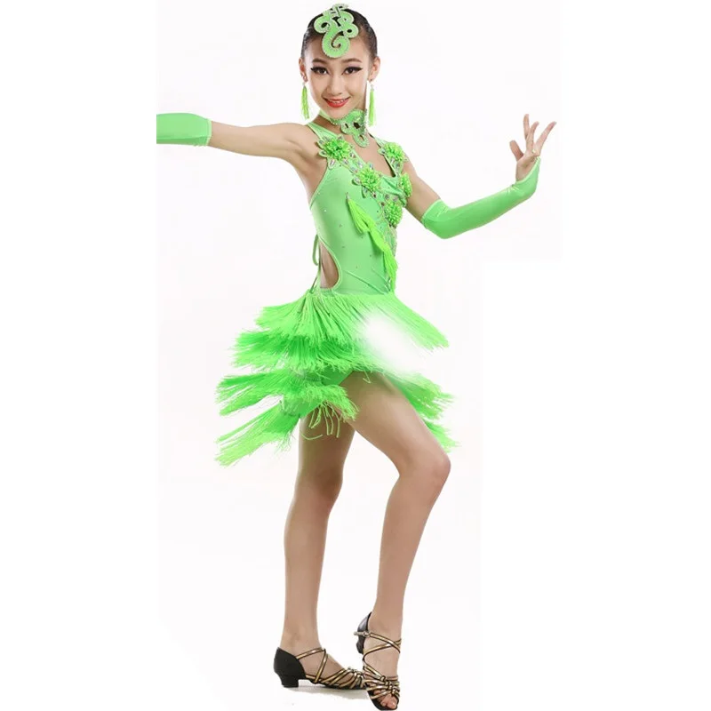 Танцевальная одежда для сальсы Танго ча костюм латинских танцев девочек детский