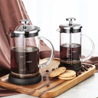 french press pot portable coffee household hand punch kettle brewing fine filter device thick glass tea maker milk frothing cup