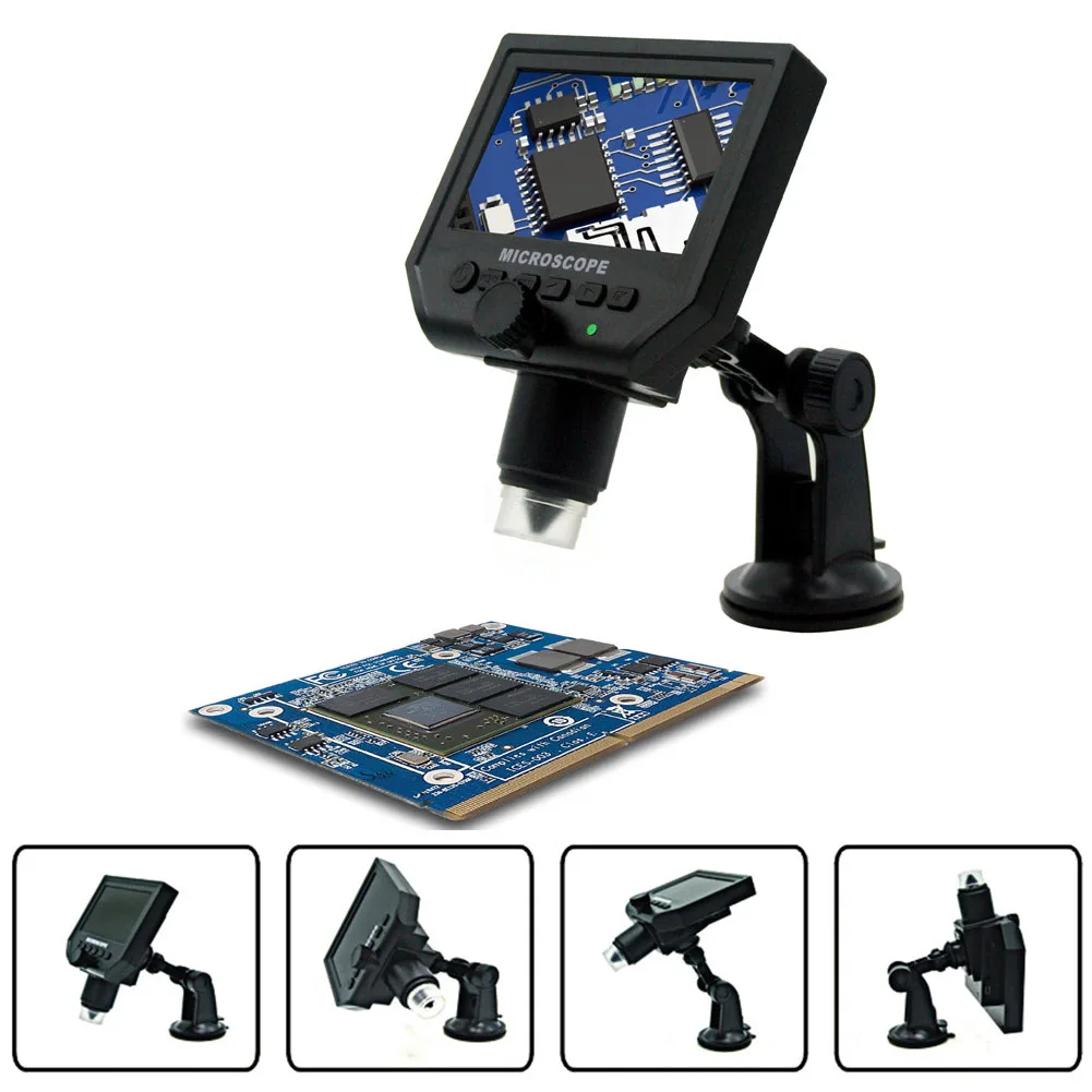 

Continuous Magnifier 4.3inch LCD Display Stand Portable Adjustable Digital Durable 1-600X Microscope