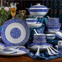 duci jingdezhen 58 pieces bone china tableware sets bowls and dishes home gifts blue and white in glaze