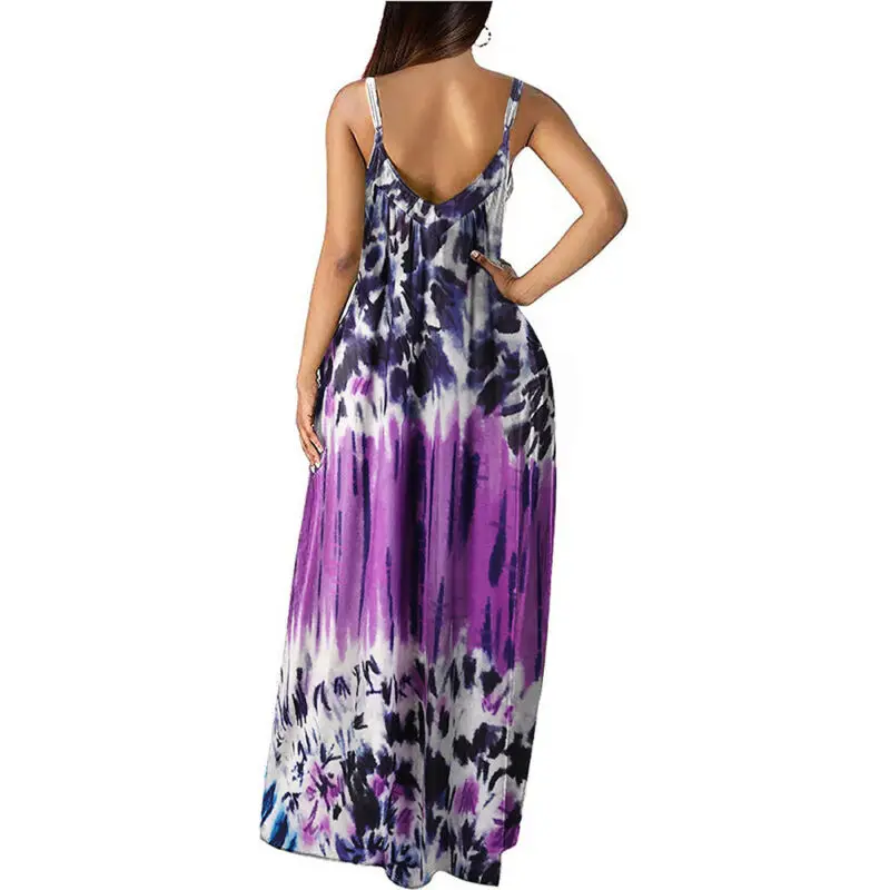 

Women V Neck Sleeveless Baggy Long Dress Summer Casual Maxi Dress Plus Sizes