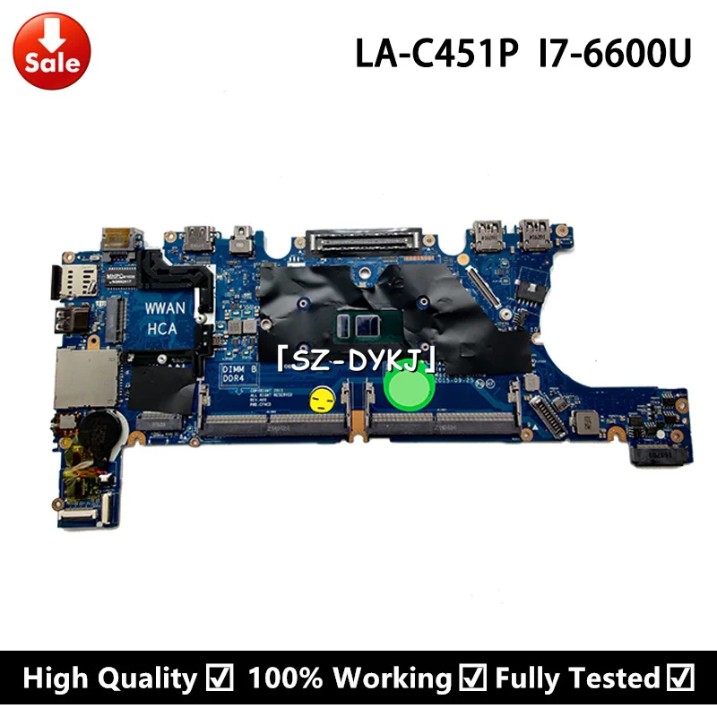 

For DELL Latitude 7270 E7270 Laptop Notebook Motherboard w/ i7-6600U CN-0T0V7J T0V7J AAZ50 LA-C451P Mainboard 100% tested