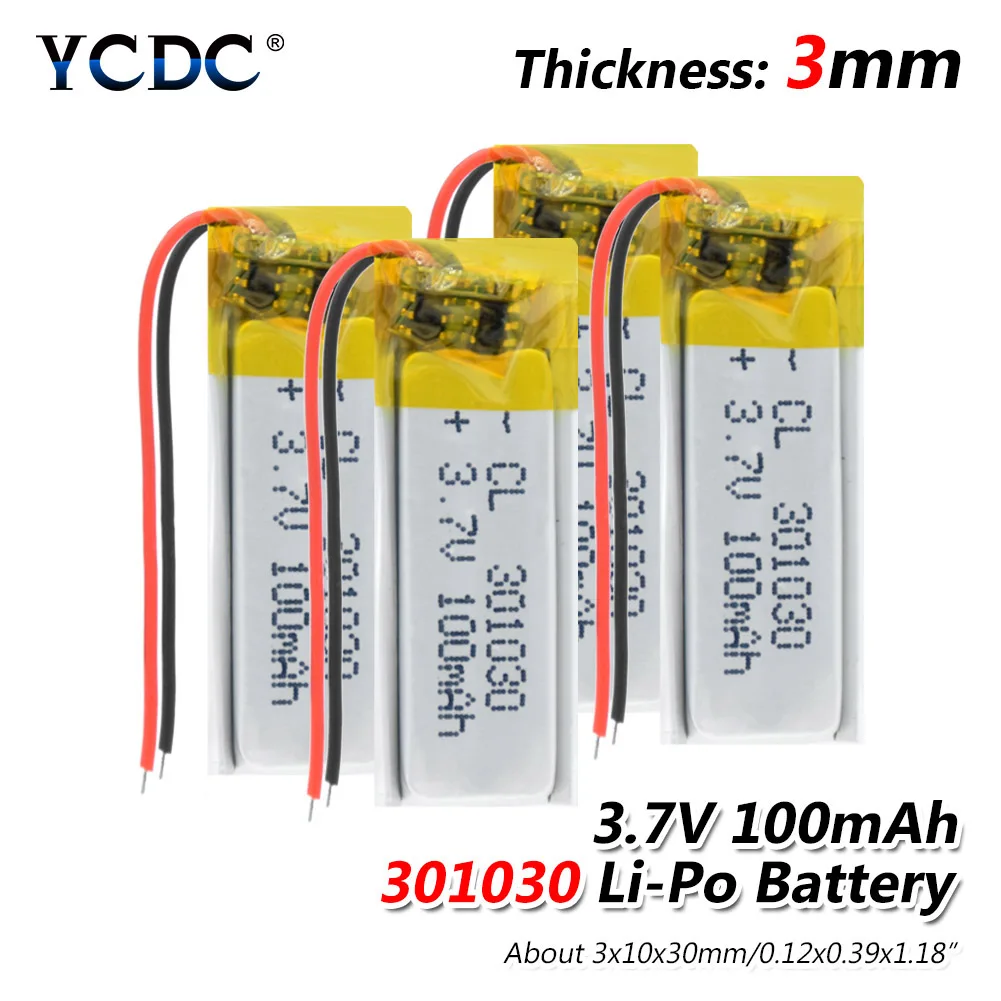 Литий-ионный полимерный литий-ионный аккумулятор 3 7 в 301030 100 мАч для