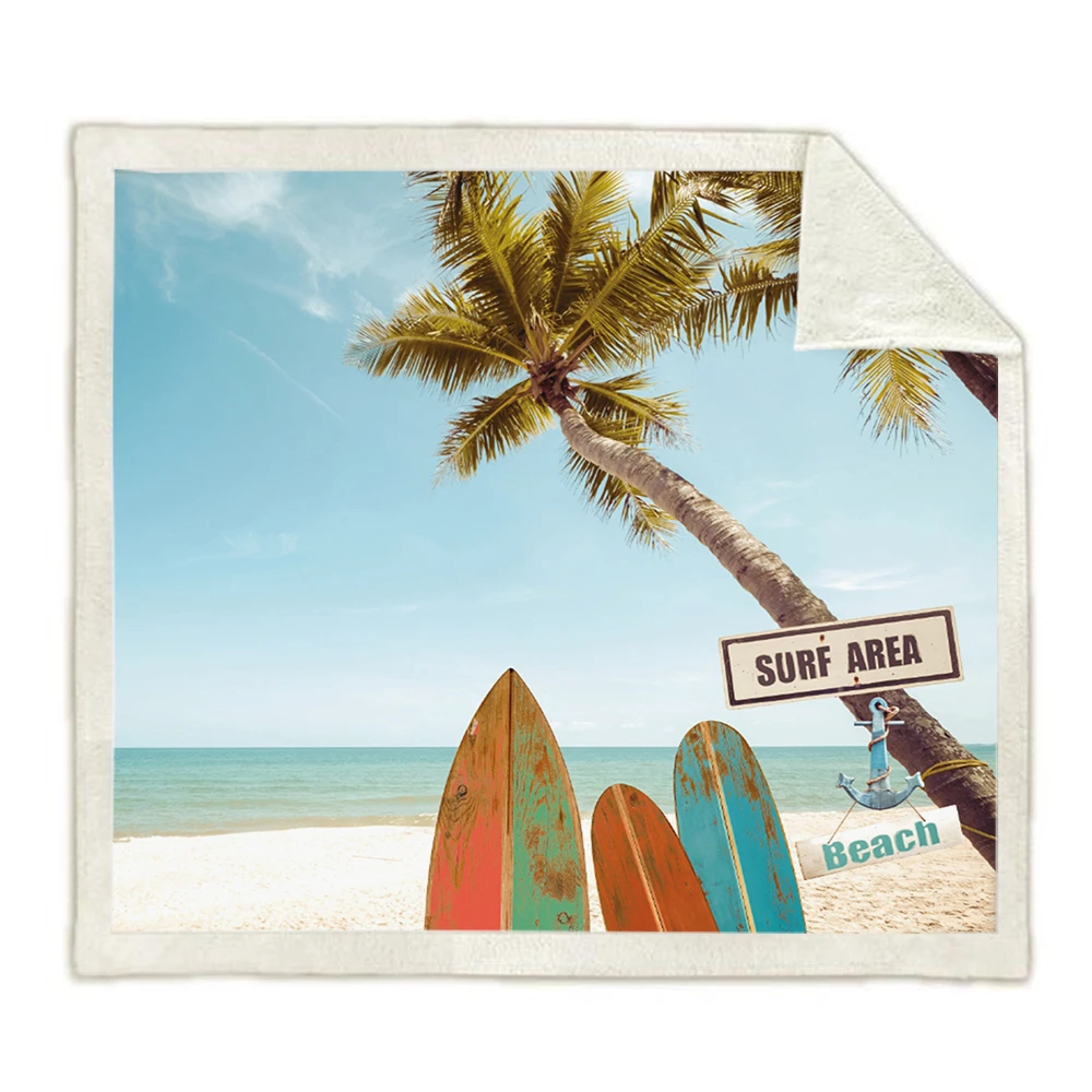 Пляжное одеяло с волнами шерпа домашняя комната синий фон плед для пикника