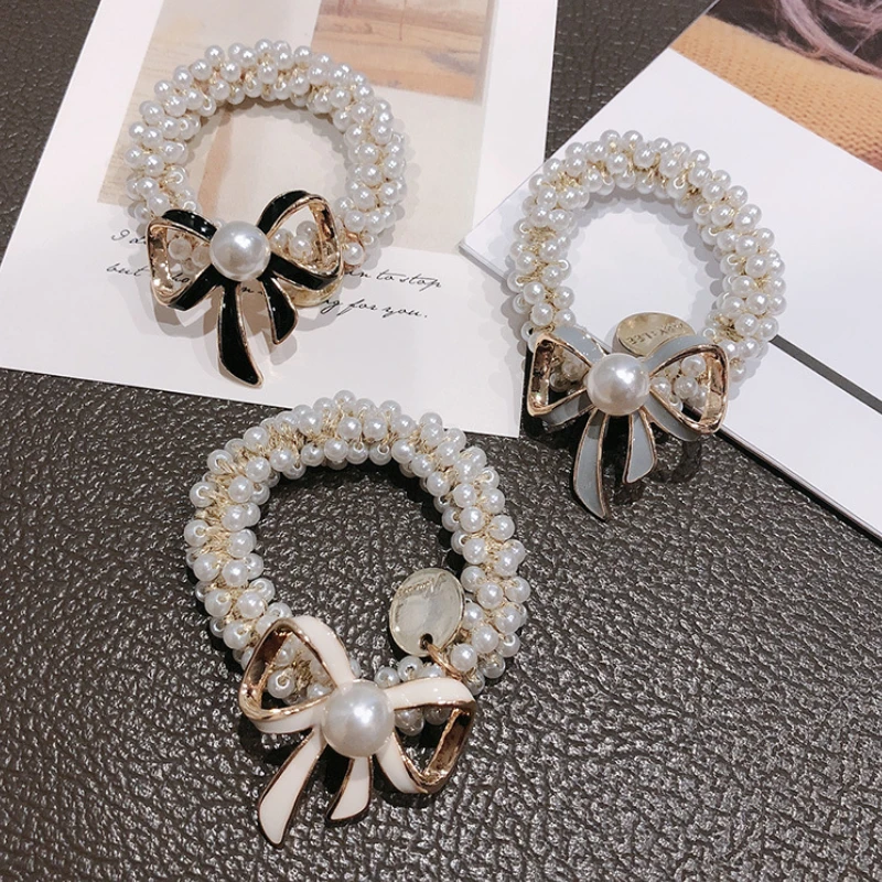 

Bow Hair Rope Horsetail Butterfly Hair Circle Ring Simple Temperament Rubber Elastic Hair Band Tie for Women Girl Hair Headdress