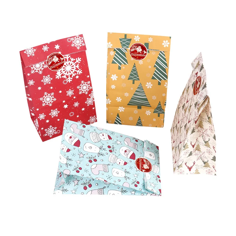 24pcs mix bag 24 шт Счастливого Рождества Крафт бумажный мешок «Рассвет Справедливости» подарочные пакеты упаковка печенья мешок Новогодняя сувенирная Подарочная коробка поставки - Цвет: 24pcs mix bag