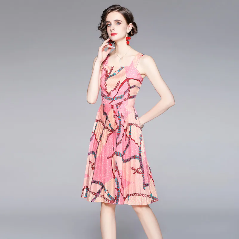 

Women Summer Dresses A-LINE Printing Mid-Calf Office Lady Women Dress Square Collar Elegant Party 2021 New Women Vintage Dresses