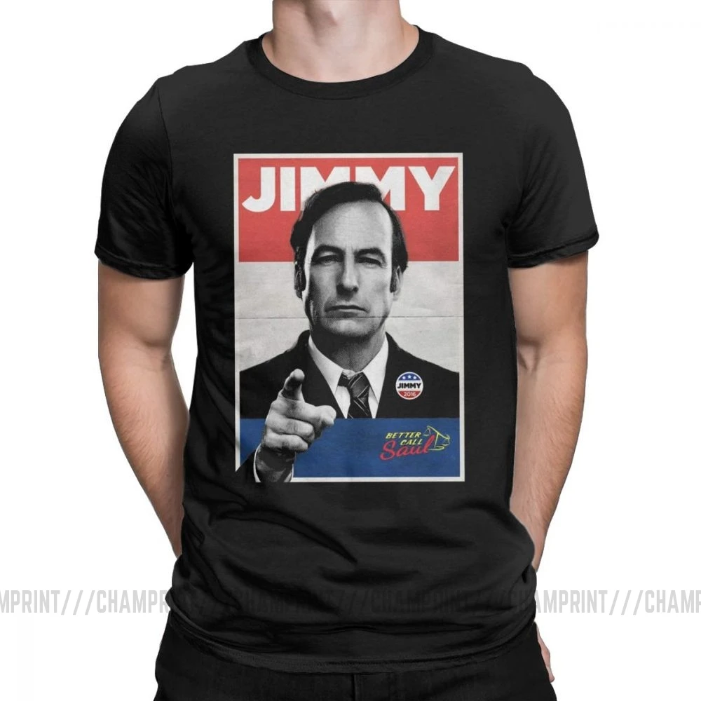 Мужские футболки с надписью «Vote Jimmy The Lawyers Better Call Saul», футболки с коротким рукавом для сериала Goodman, футболки из чистого хлопка - Цвет: Черный