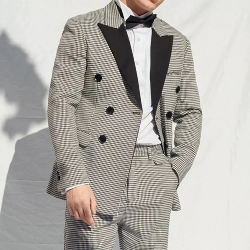 

Красивый черный блейзер с вырезом на лацкане, Мужской Блейзер, сделанный на заказ двубортный пиджак с брюками, облегающие смокинги