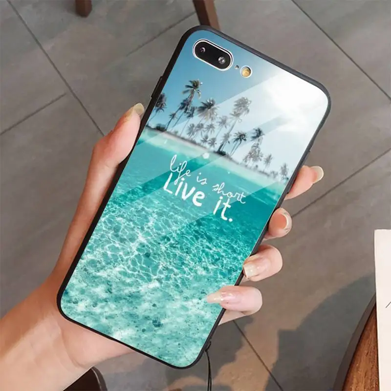 

Travel mountain sea beach quotes Phone Case Tempered glass For iphone 5C 6 6S 7 8 plus X XS XR 11 PRO MAX