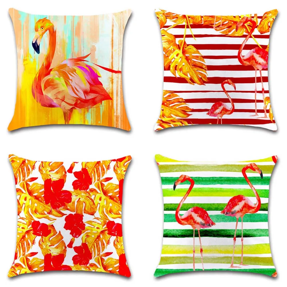 

Colorful printed flamingo geometric Cushion Cover Decorative Home sofa seat Decor friend office kids bedroom gift pillowcase