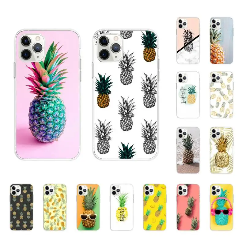 

Summer Fruit pineapple Soft black Phone Case for iphone 13 11pro 12pro MAX 8 7 6 6S Plus X XS MAX 5 5S SE XR Fundas Capa