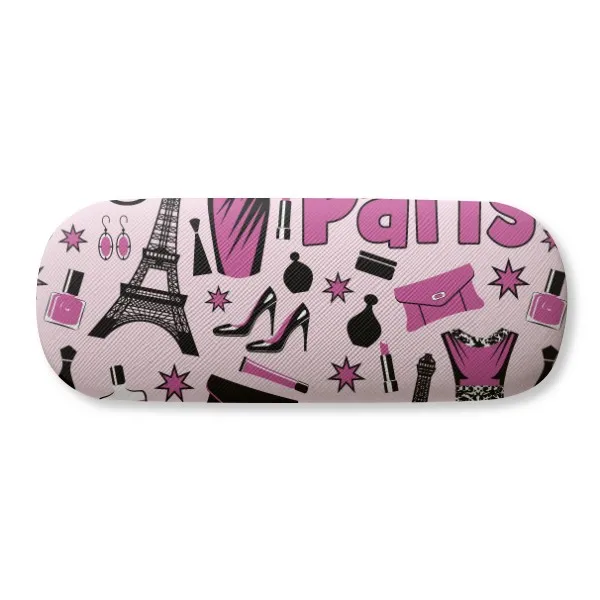 

Dressing Lady France Eiffel Tower Pink Glasses Case Eyeglasses Clam Shell Holder Storage Box