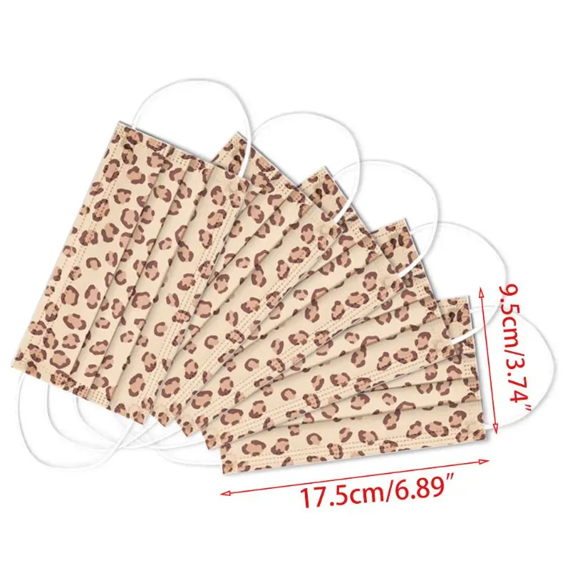

10Pcs Leopard Pattern 3 Layers Disposable Mouth Mask Melt-Blown Non-Woven Earloop Mouth-Muffle Respirator