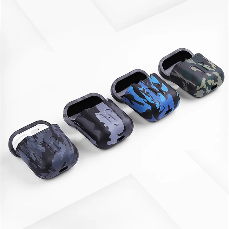 

Camouflage Army Silicon Case For Airpods 2 Case Protection Earphone Headphone Cover For Airpod Case Cover Anti-Lost Strap Holder