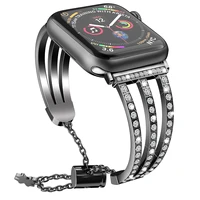 metal diamond strap compatible with apple watch 44mm 42mm 40mm 38mm women replacement bracelet strap for iwatch 7 6 5 43 se band