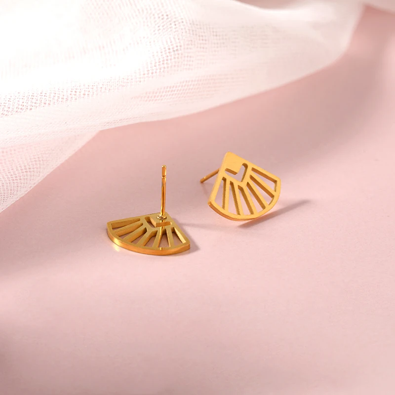 Модные оригинальные полые серьги в виде веера для женщин серебристые золотые