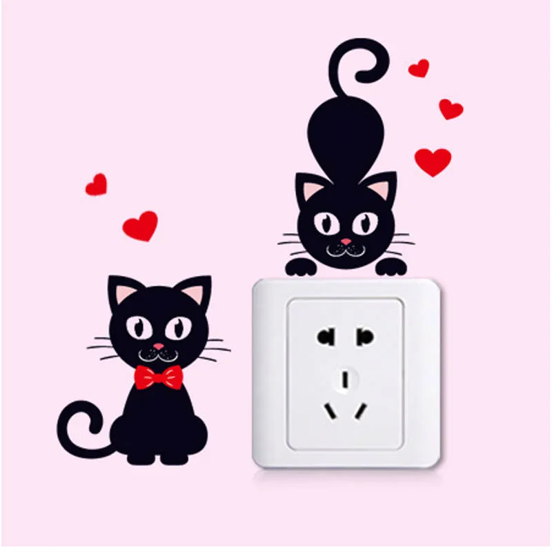 Съемные наклейки с выключателем 1 шт. милый маленький мультяшный Кот собака