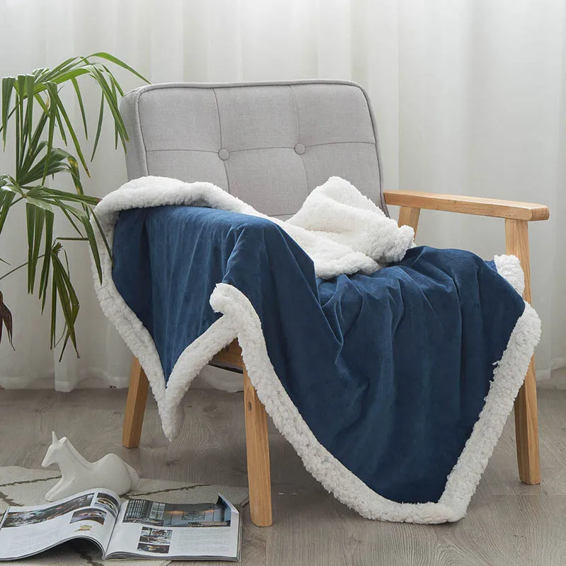 Двухслойное теплое меховое одеяло зимнее бархатное постельное белье покрывало