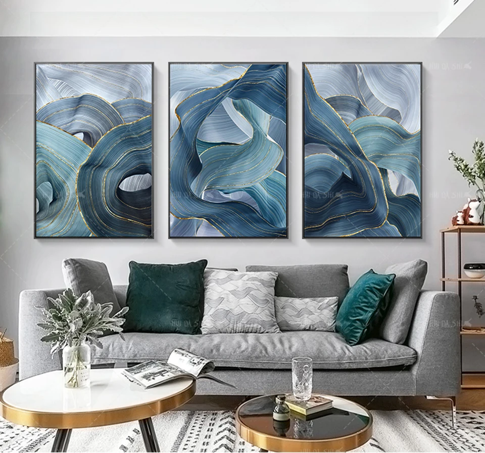 

Nordic Modern Art Wall Decoration HD Abstract Golden Line Canvas Poster Picture Oil Painting Living Room Bedroom Home Decoration