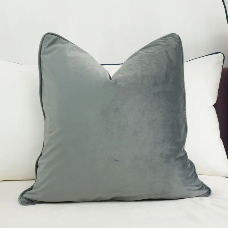 Наволочка бархатная для подушки серого цвета без наполнения|cushion cover|designer cushion