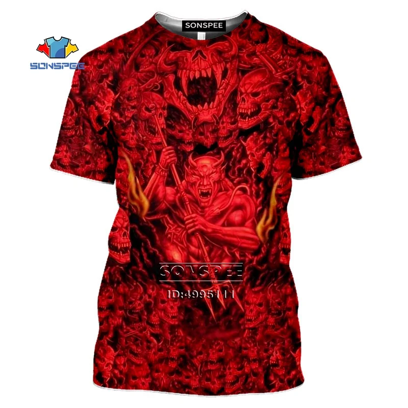 Horror Hell Devil Demon Satan Handshake Angel 3D Print Women Man's T-shirt Harajuku T shirt Summer Tshirt Hip Hop  Casual Shirt
