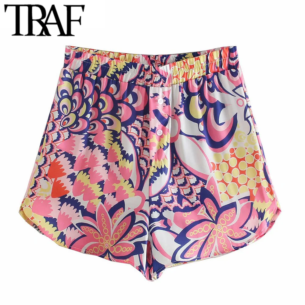 

Шорты-бермуды женские с пуговицами и высокой эластичной талией