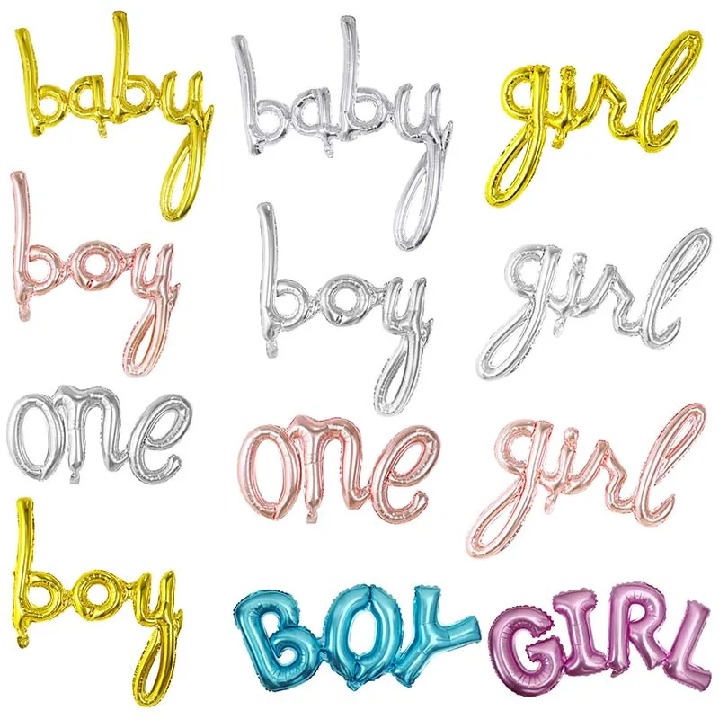 

50pcs Rose Gold Link One Boy Girl Hello Baby Letter Foil Balloons Baby Shower 1st Birthday Party Decoration Balloons Air Globos