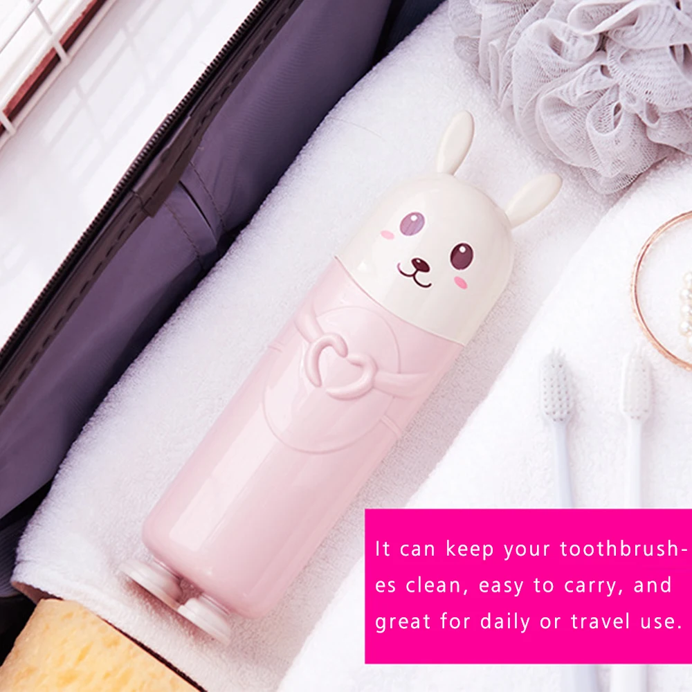 

2021 Nordic Cute Rabbit Portable Tooth Brush Container Travel Organizer Toothbrush Toothpaste Protect Holder Storage Box Plastic