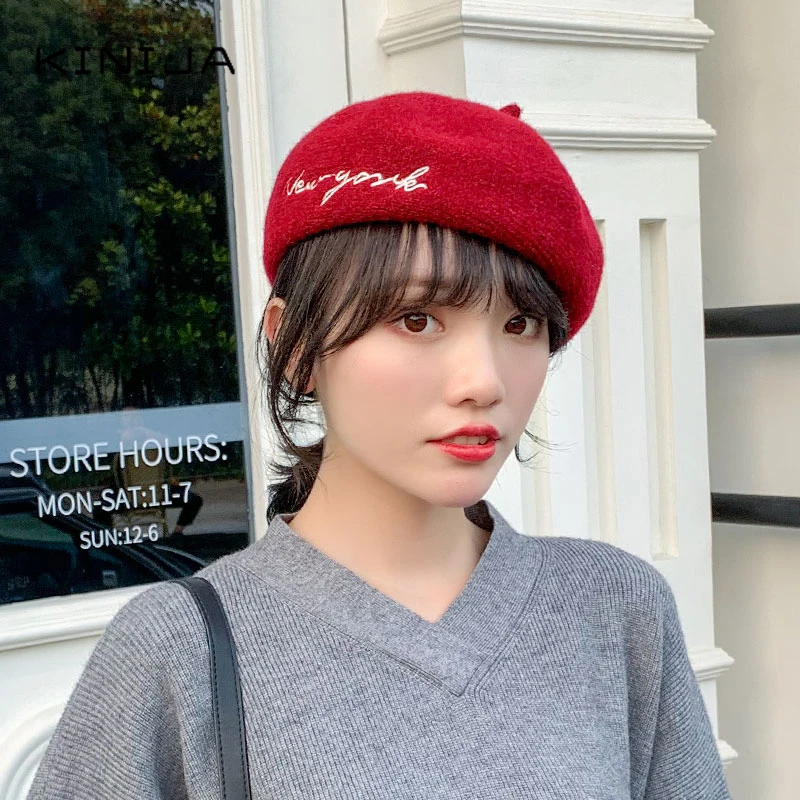Женский однотонный шерстяной берет британский стиль плоская шляпа ретро