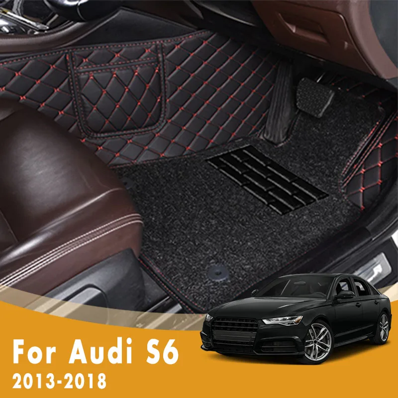 RHD Car Floor Mats For Audi S6 2018 2017 2016 2015 2014 2013 Luxury Double Layer Wire Loop Custom Foot Pads Styling Carpets | Автомобили и