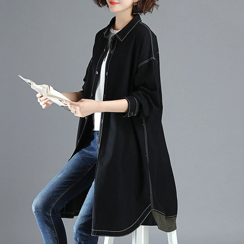 

Women's Denim Windbreaker Women's Spring Wear 2020 New Outerwear Korean Women's Loose Thench Coat Long Sleeve Top Coat L147