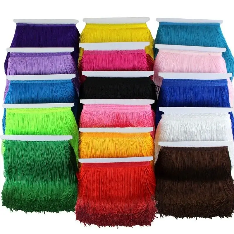 

10 Meter Fringe Tassel Trimming 15cm Lace Latin Dress Macrame Samba Dance Clothing Curtain Lace Polyester Garment Sew Accessory