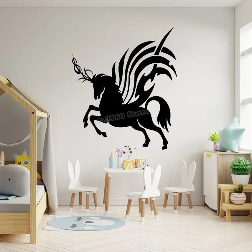 

Unicorn Wall Sticker Unicorn silhouette Unicorn Wall Sticker for Nursery Home Kids Room Decoration Mural Vinyl Art Decals B765