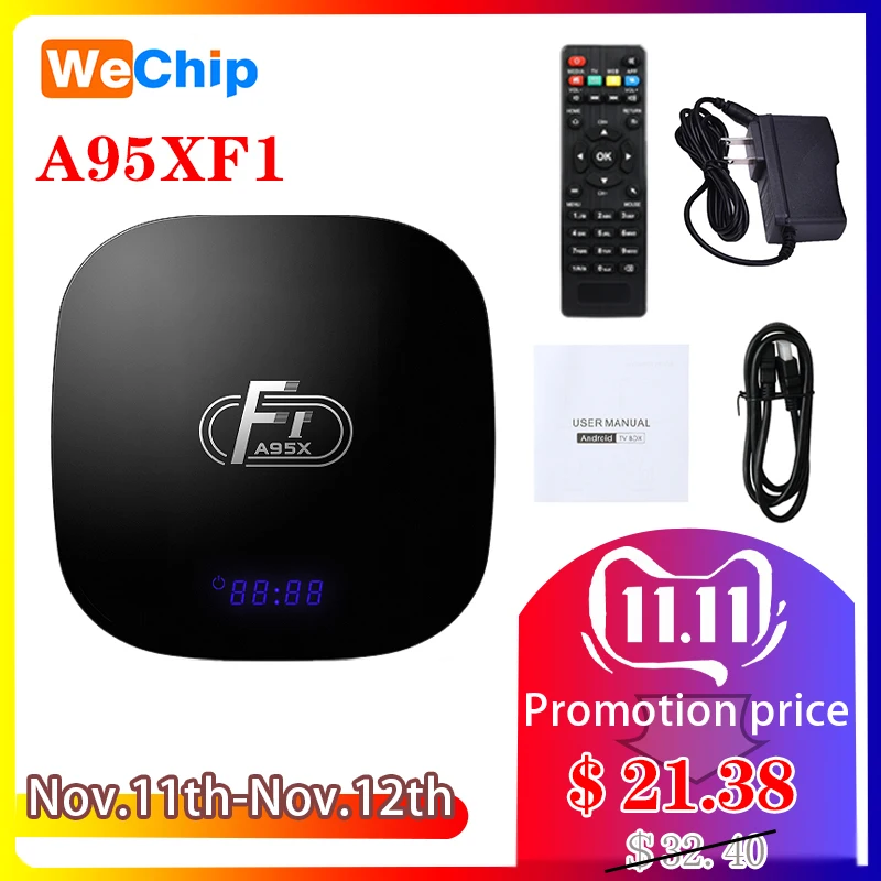 ТВ-приставка Wechip A95X F1 Amlogic S905W Android 8 1 OS 2 Гб 16 4G Wifi 100M LAN H.265 4K HD телеприставка |