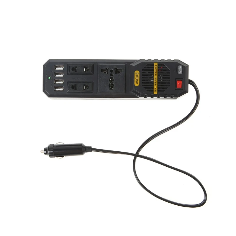 

Автомобильный преобразователь напряжения T21E, 200 Вт, 4 порта USB, 12 В постоянного тока в 220 В переменного тока