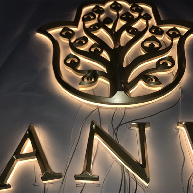 Полированная нержавеющая сталь задняя подсветка буквы окрашенная металлическая