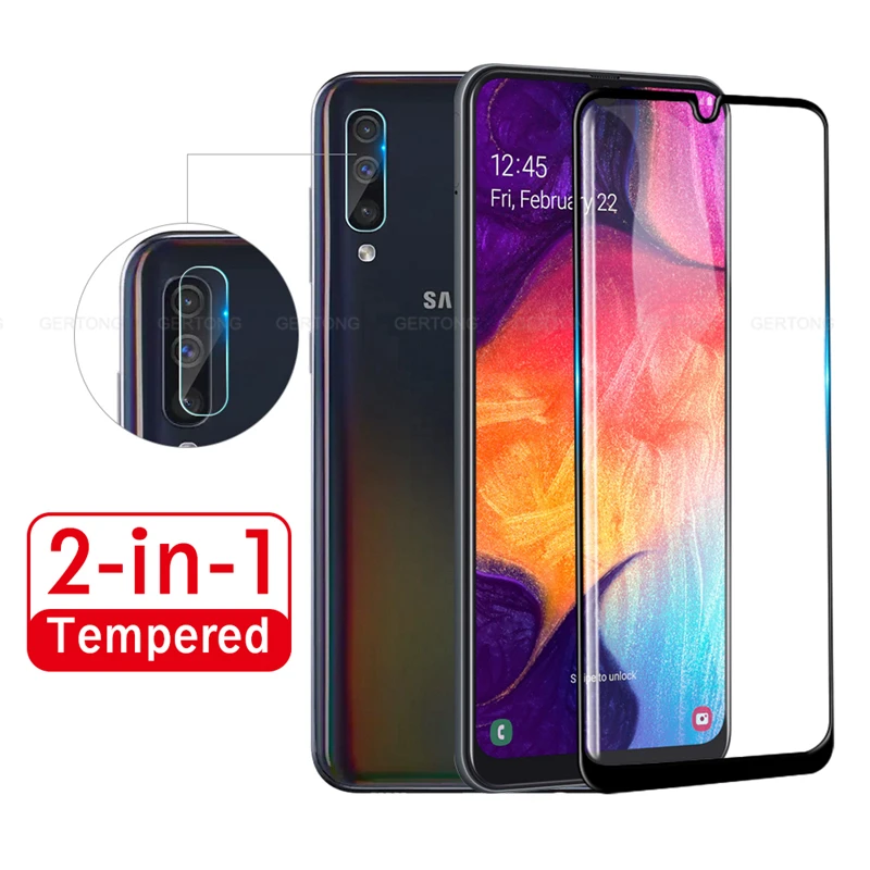 Защитное стекло 2 в 1 для Samsung Galaxy A70 A50 A40 A30 A20 A10 Защитная пленка экрана камеры
