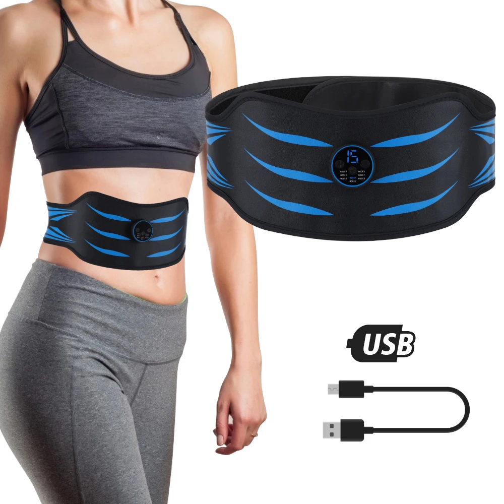

Slimming Massage Belt Muscle Stick Fitness 8 Modes Silicone EMS Body Abdominal Toning Belt Trainer For Abdomen Waist Weight Loss