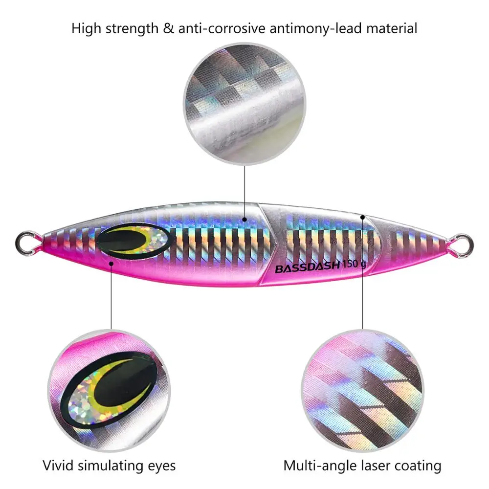 Bassdash Vertical Jigs Luminous Slow Jigging Lure Metal Spoon for Saltwater Freshwater Fishing 3 Colors Weights One piece | Спорт и