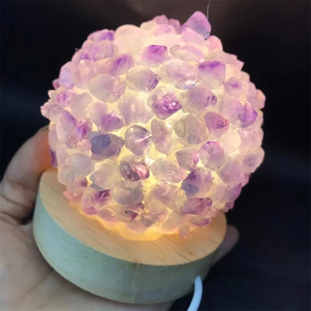 Креативный ночник с натуральным аметистом настольная лампа Исцеляющие