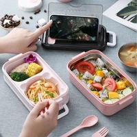 portable lunch box microwae heating bento boxes for school students kids office worker 2 layers lunch container food storage box