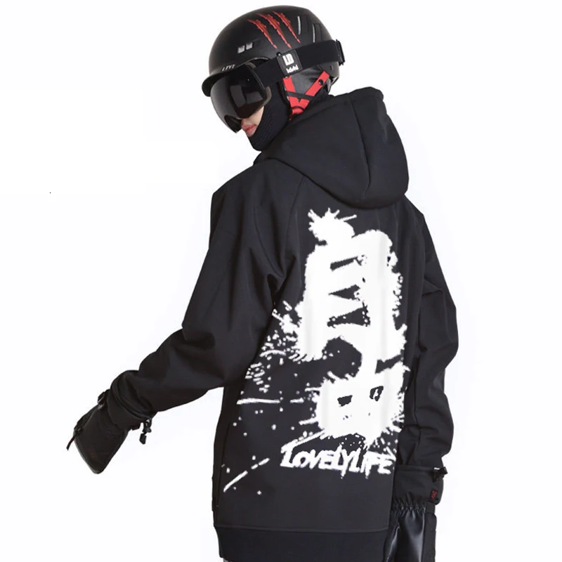 Зимняя Лыжная куртка унисекс с капюшоном водонепроницаемая для катания на лыжах