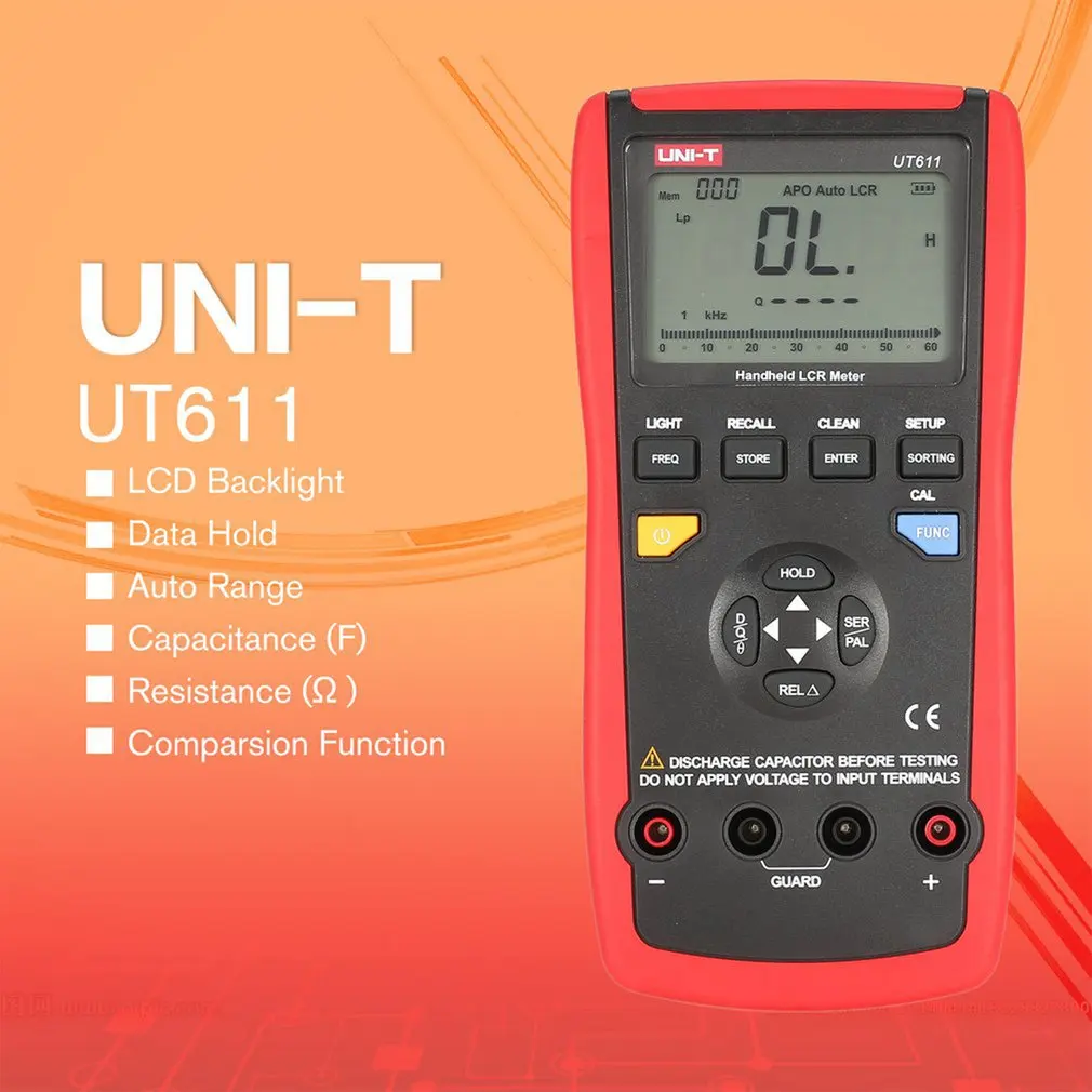 Измеритель емкости UNIT UT611 UT612 измеритель сопротивления 20000 insolution с ЖК-дисплеем и