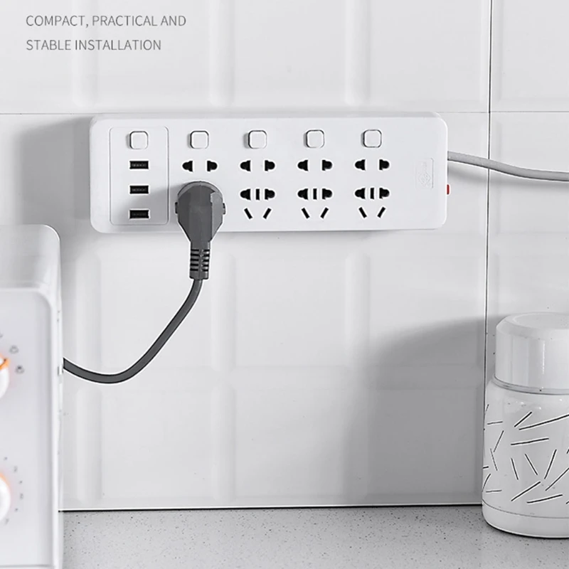 Бесшовный держатель-наклейка для штепсельной вилки без отверстий настенный