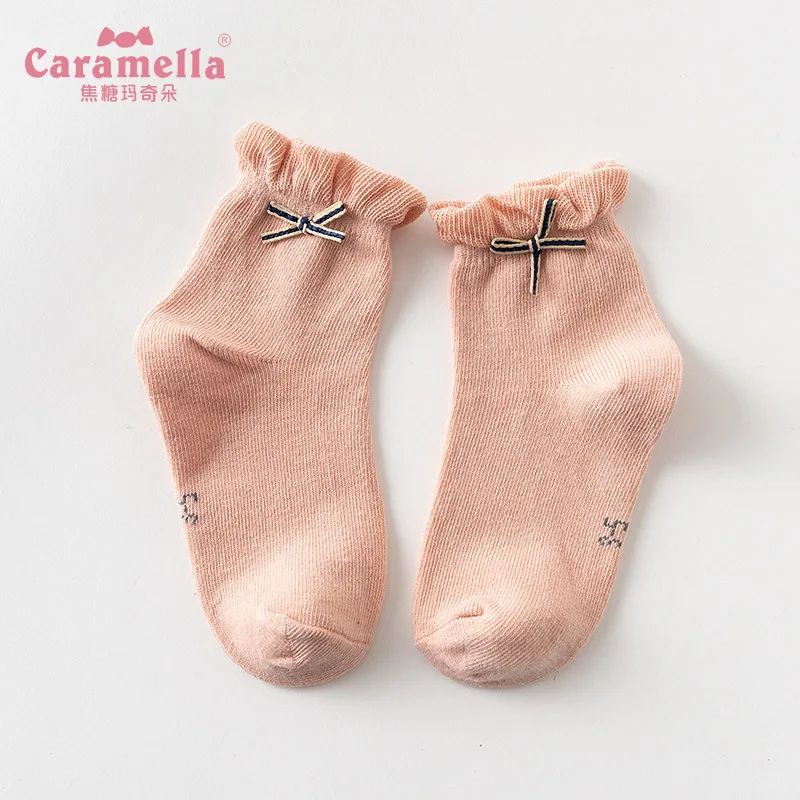 Носки для девочек 3 пары мягкие милые короткие носки из чесаного хлопка с бантом